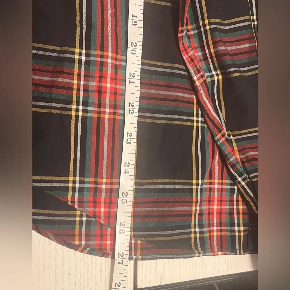 NWT J Crew Slim Holiday Tartan Plaid Shirt Red Black Sz M